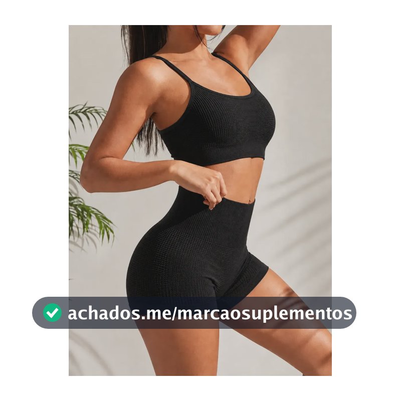 Conjunto Feminino Academia Top E Shorts Poliamida Demillus Preto Microfibra De Poliamida Sem Costura Veste G E Gg Toque Gelado , Secagem Rápida