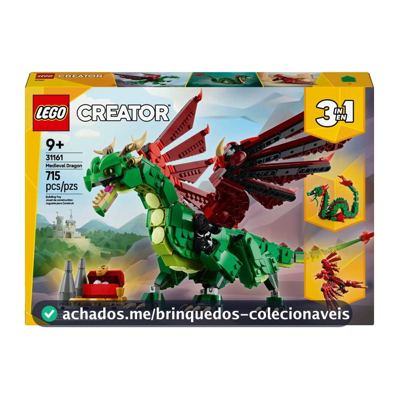 Bloco De Montar Dragão Medieval 3 Em 1 715 Peças Lego