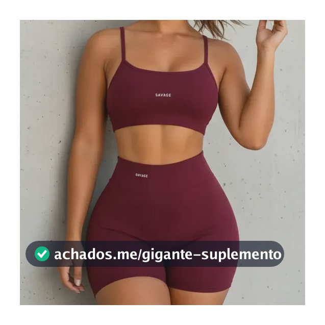 Conjunto Fitness Virginia Top Shorts Meia Coxa Cintura Alta Bordô Liso M (38-40)