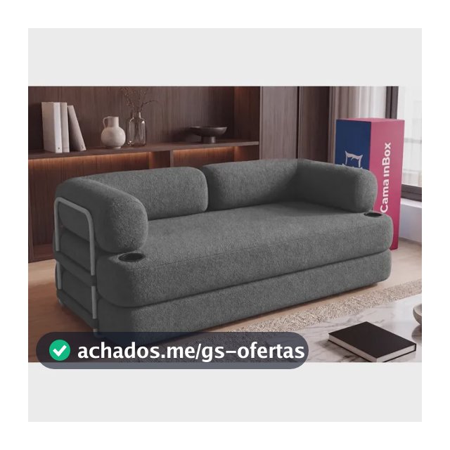 Sofá Cama Orbe. 1,90m Xpand Tech Tecido Boucle Cama Inbox Cinza-escuro Liso