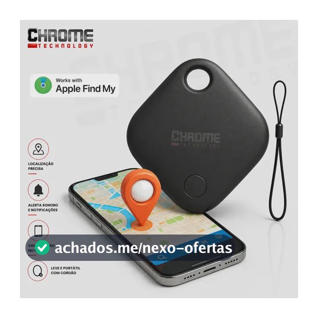 Mini Localizador Rastreador Smart Tag Gps Com Cordão Chaveiro Cor Preto Compatível Com iPhone Apple Chrome Technology