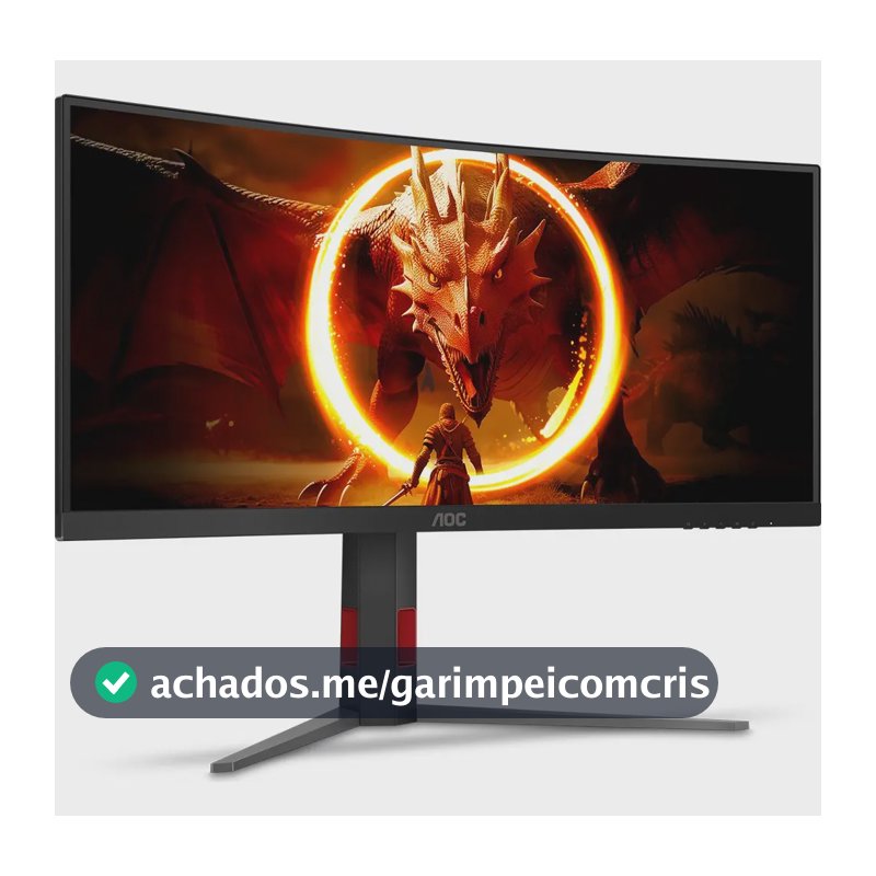Monitor Gamer Curvo AOC AGON QUAD 34" Ultrawide WQHD 180Hz 0,5ms Base Ajustável U34G4C