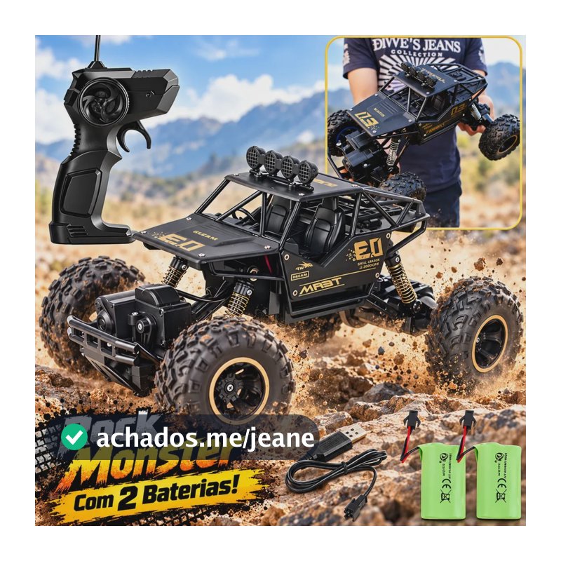 Carrinho de Controle Remoto Atacarejo Kids Rock Crawler 4x4 Escala 1:16 para Off Road