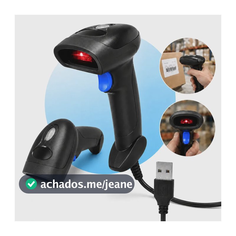 Leitor de Código de Barras Laser USB com Fio para Boletos FEBRABAN