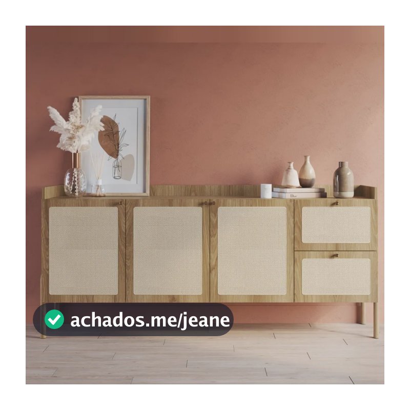Buffet Aparador 3 Portas 2 Gavetas Palhinha Pé Bg Hanover