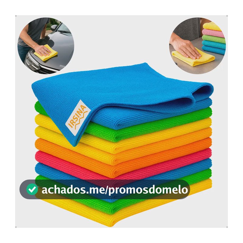 Kit 10 Pano Microfibra Flanela Limpeza Geral Multiuso Alta Absorção Sem Fiapos Irsina