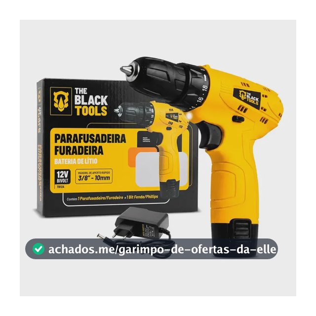 Parafusadeira Furadeira The Black Tools TB12A 3/8 a Bateria Cor Amarelo Frequência 60Hz