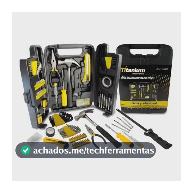 Kit Ferramentas 200 Peças C/ Maleta Titanium - Chaves, Alicates, Martelos, Serra - Aço Carbono - Diy Oficina Casa