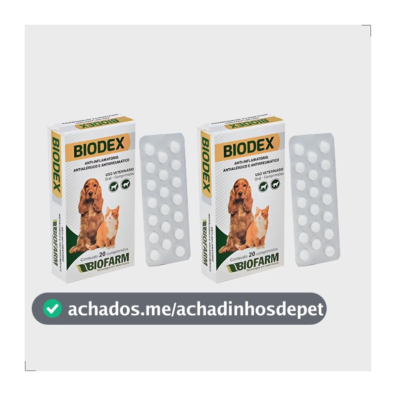 Anti-inflamatório Biodex Comprimido para Cães e Gatos - 2 Kits de 20 Comprimidos
