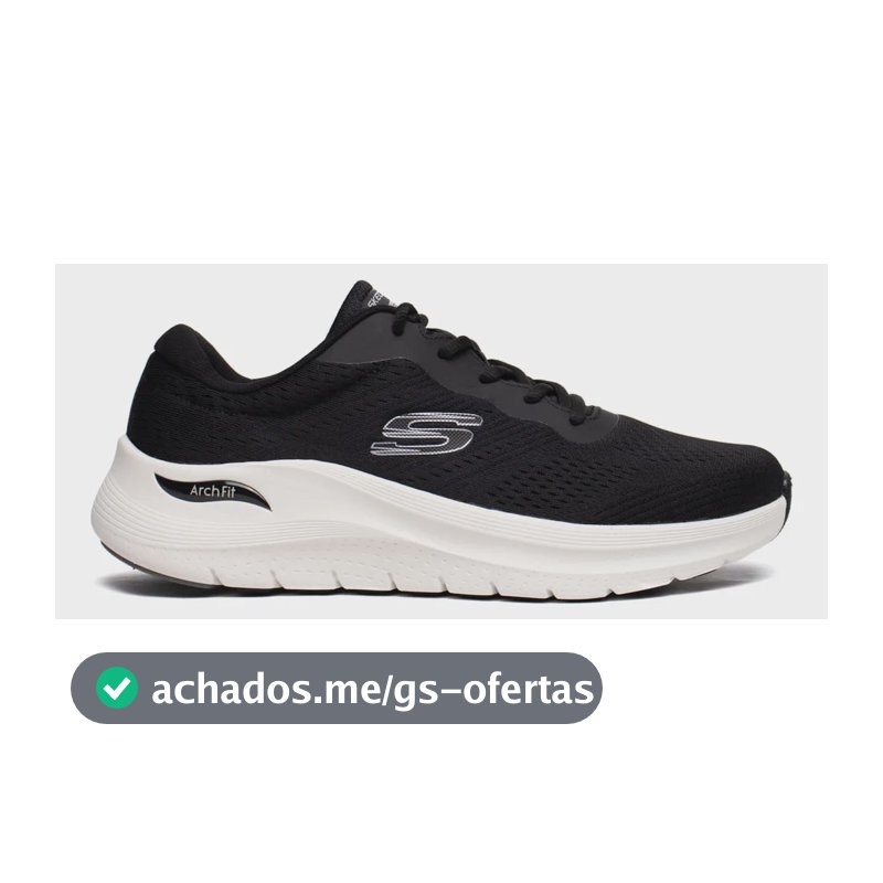 Tênis Masculino Skechers Arch Fit 2.0 Preto Branco Preto 40 Br