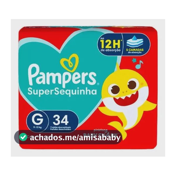Fralda Pampers Supersequinha Baby Shark Grande (g) Sem Gênero
