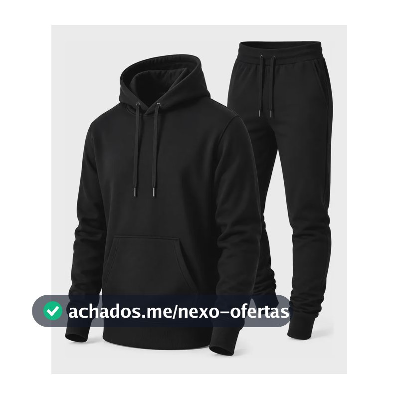 Conjunto Calça E Blusa De Moletom Liso Masculino Unissex M Preto