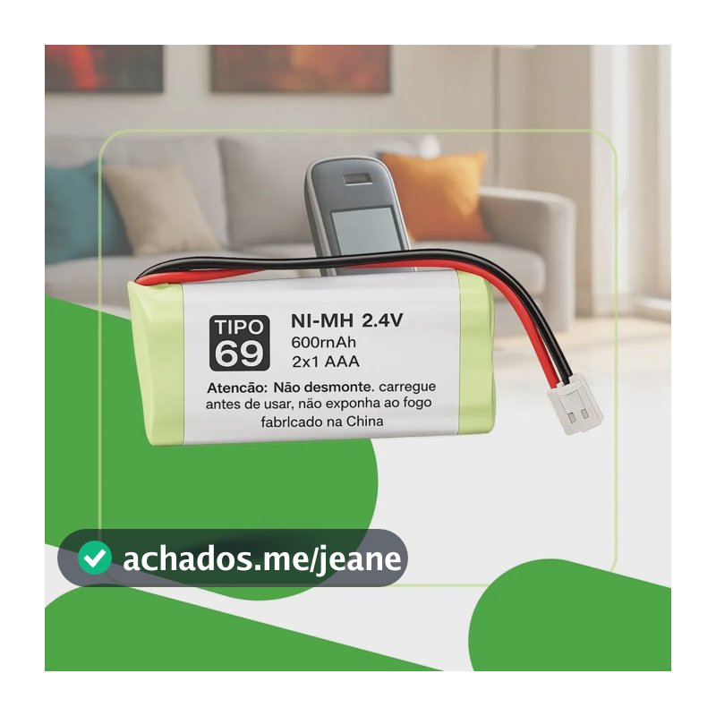 Bateria Telefone Sem Fio AAA 2,4V 600mAh Plug Universal Longa Duração Gurumania