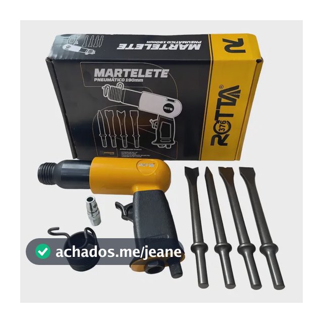 Martelete Pneumático Rotta376 190mm 4 Ponteiras Amarelo Chapas e Concreto