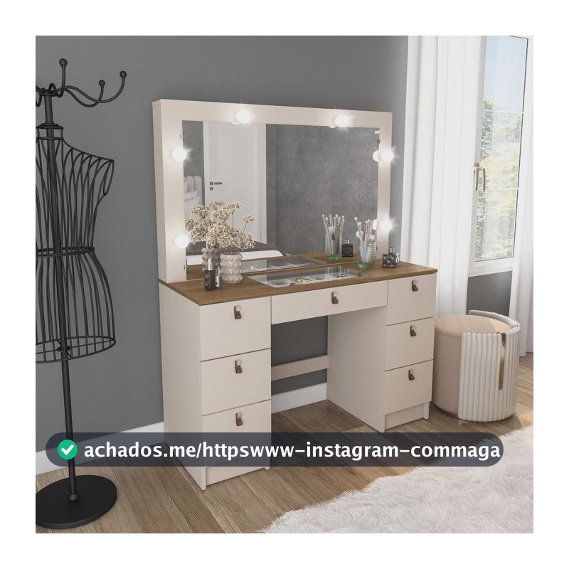 Penteadeira Camarim Com Espelho França Off Ic Off White/freijó