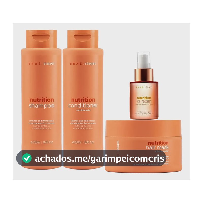 Braé Stages Nutrition Shampoo + Condicionador + Óleo + Másc