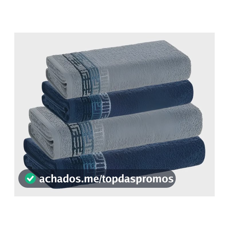 Jogo De Toalhas 4 Pçs Fio Cardado 100% Algodão Bosco Karsten Azul Serena/ Azul Naval Bosco