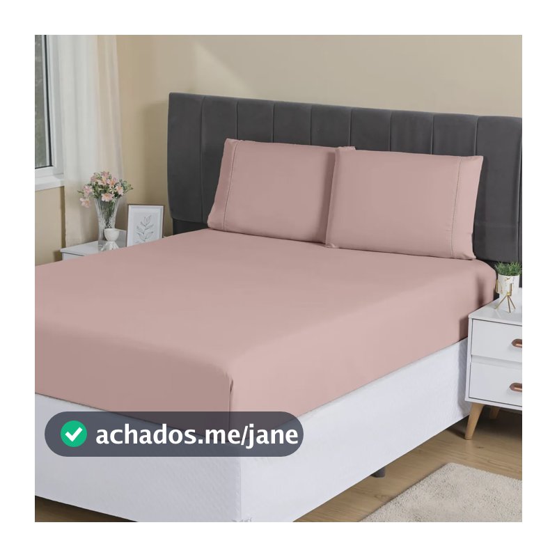 Jogo Lençol Casal 3pç 400 Fios Hipercal Conforto Macio Cor Rosa Desenho do tecido Liso