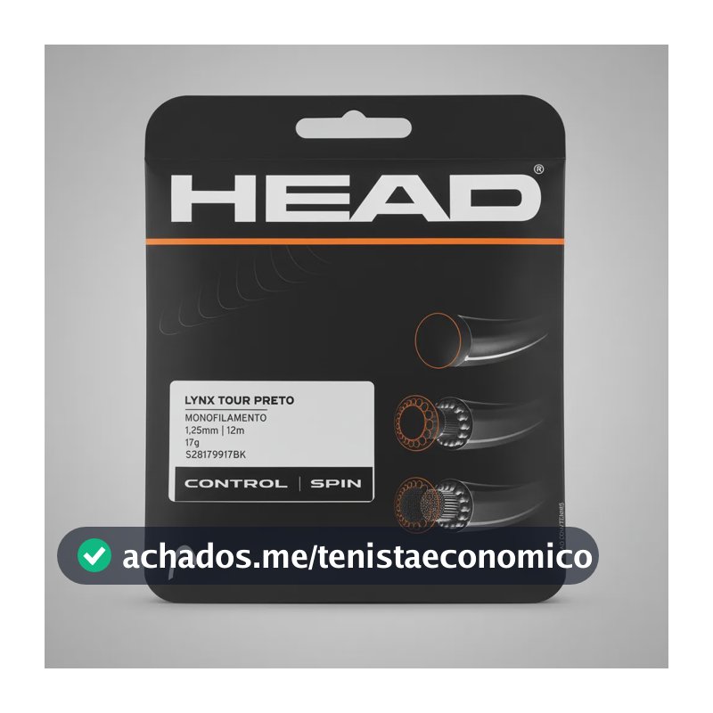 Corda Tênis Head Lynx Tour 1.25mm Preta Set 12m 1.25 Mm Preto