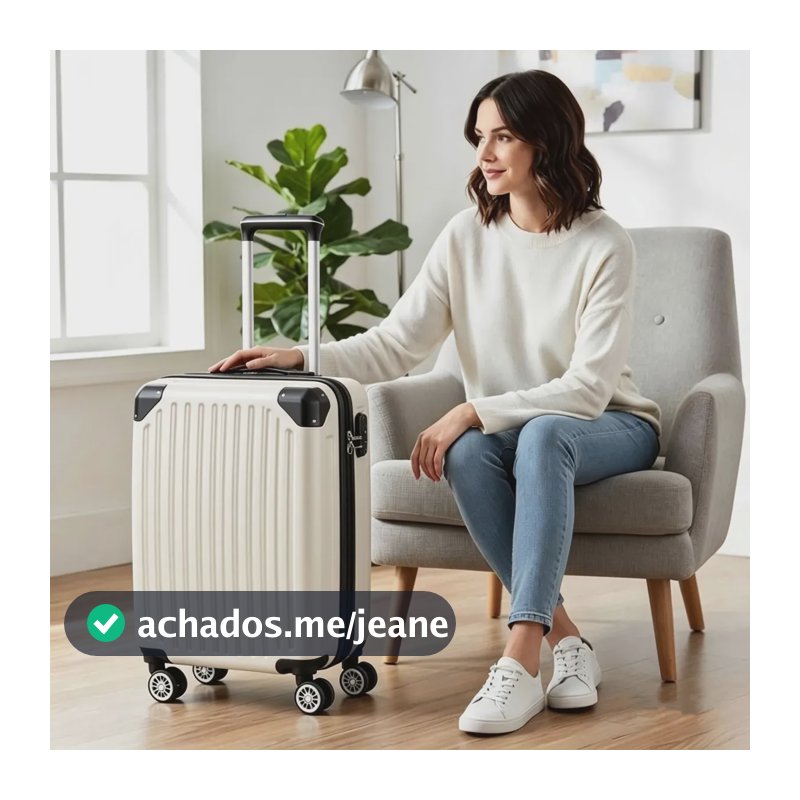 Mala De Viagem Bordo 55 X 35 X 25 Padrão Anac Com Ziper Extensor Abs Rodinhas 360 Leva Cabine Do Avisão Resistente Bege 2070 Ygm Malas