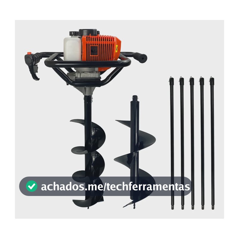 Perfurador De Solo Gasolina Kit Brocas 80x20/30 Extensor 5m
