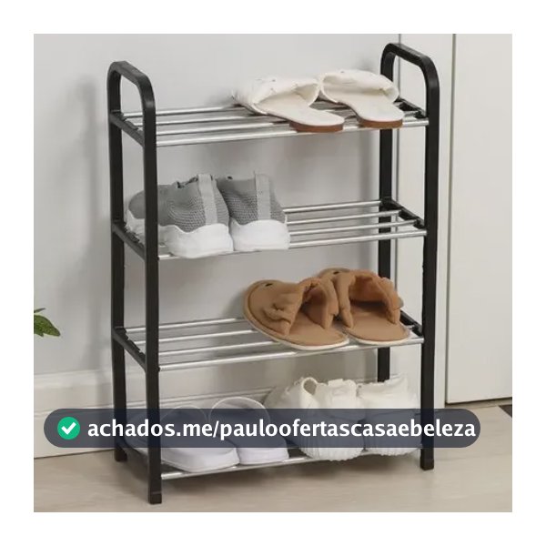 Sapateira Organizador Estante Sapateira 8 Pares Preto Plástico Aço