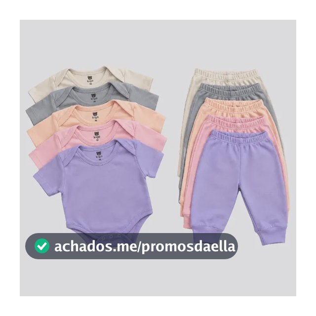 Kit 10 Peças Bebê Body M. Curta E Mijão Liso Menino Menina