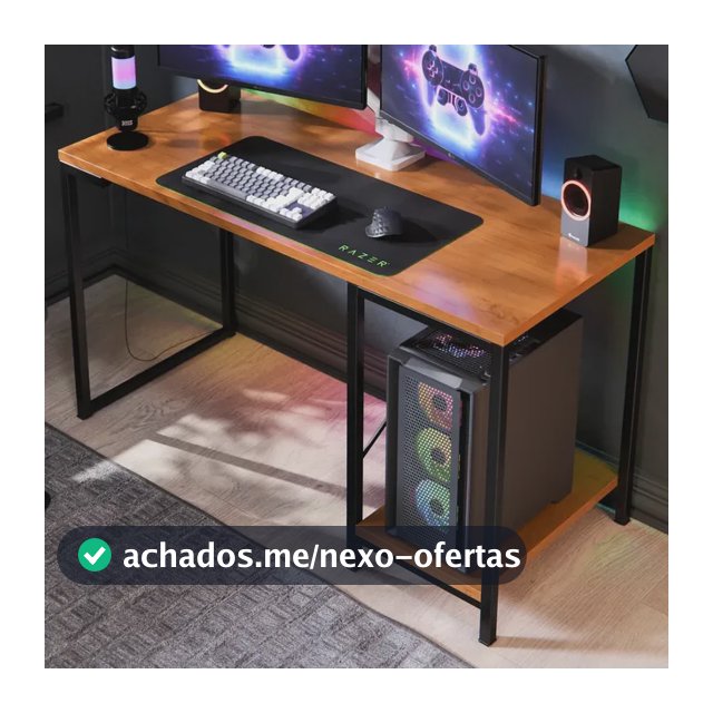 Escrivaninha Gamer Barcelona Mdf Mesa Para Computador Home Office Estudos E Suporte Para Cpu E Prateleira Lateral Estrutura Em Aço Estilo Industrial Design Moderno Amplo Cor Canela Preto Preto/canela