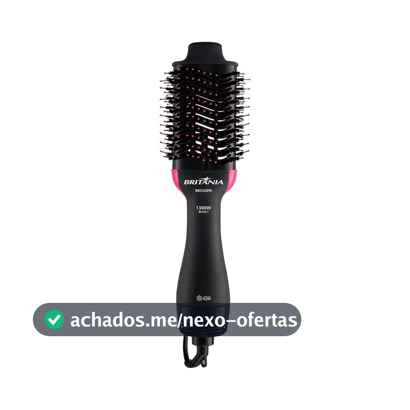 Britânia Escova Secadora Bec02pr 4 Em 1 1300w Cor Preto e Rosa