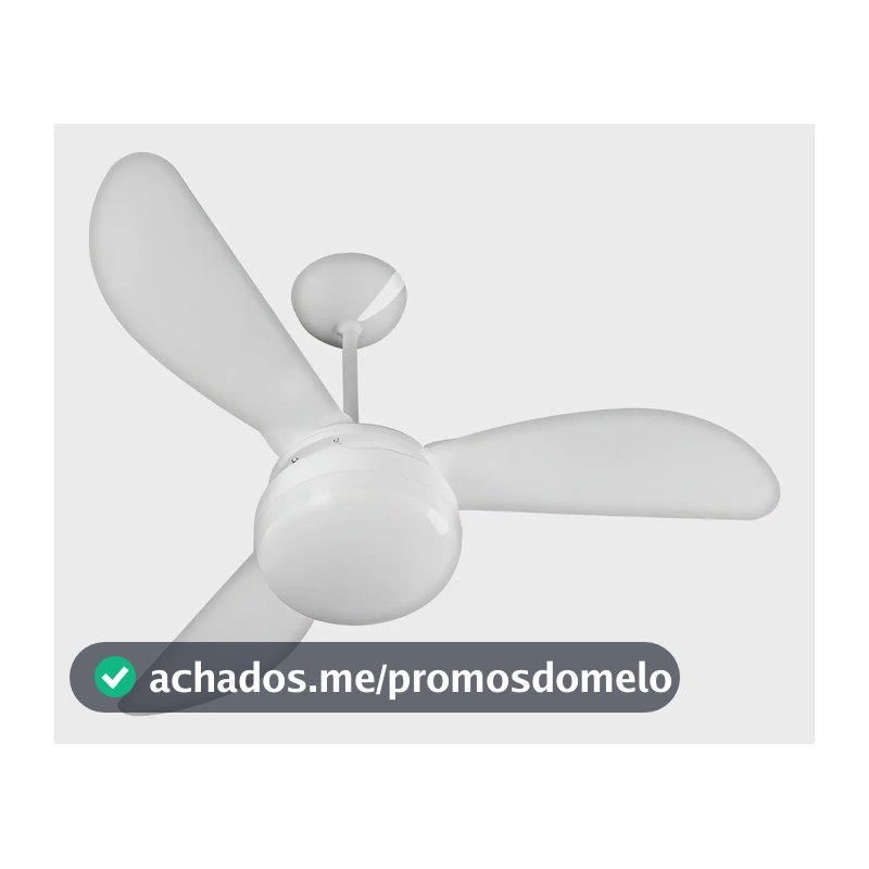 Ventilador De Teto Ventisol Fênix E-27 Branco 130w Com 3 Pás De Plástico, 960 mm De Diâmetro