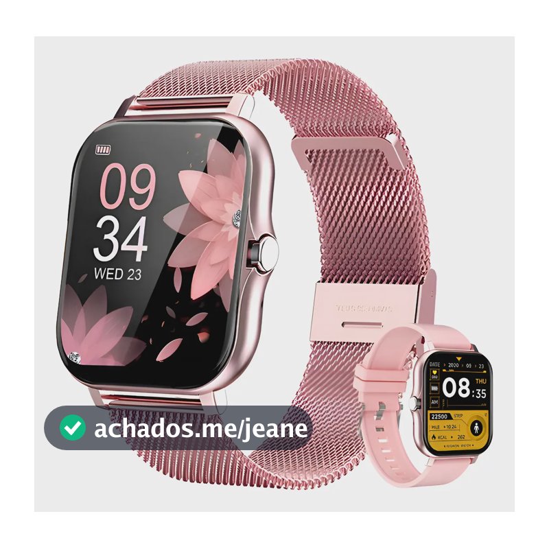 Smartwatch Feminino Esportivo Relógio Inteligente Ouro Rosa Rosa