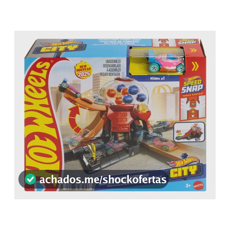 Brinquedo Jbm62 Pista Hot Wheels City Loja De Doces Mattel Colorido