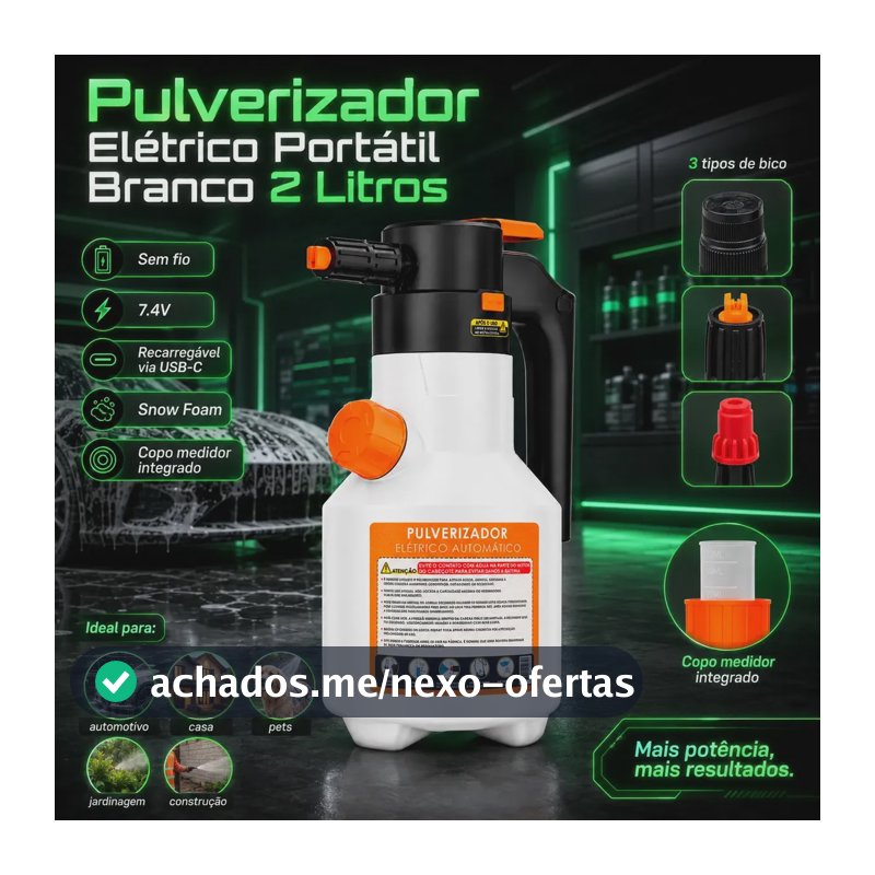 Pulverizador Elétrico Bahrein Snow Foam 2L de Alta Pressão p/ Lavagem Automotiva e Limpeza Geral