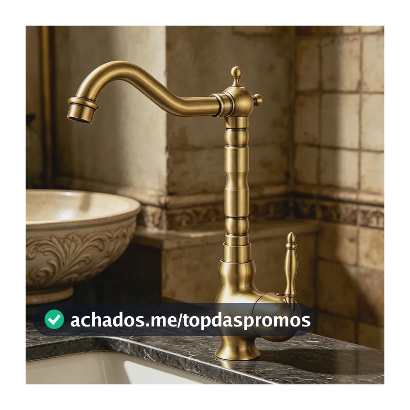 Torneira Na Cor Bronze Antigo, Com Água Quente E Fria Latão Antigo