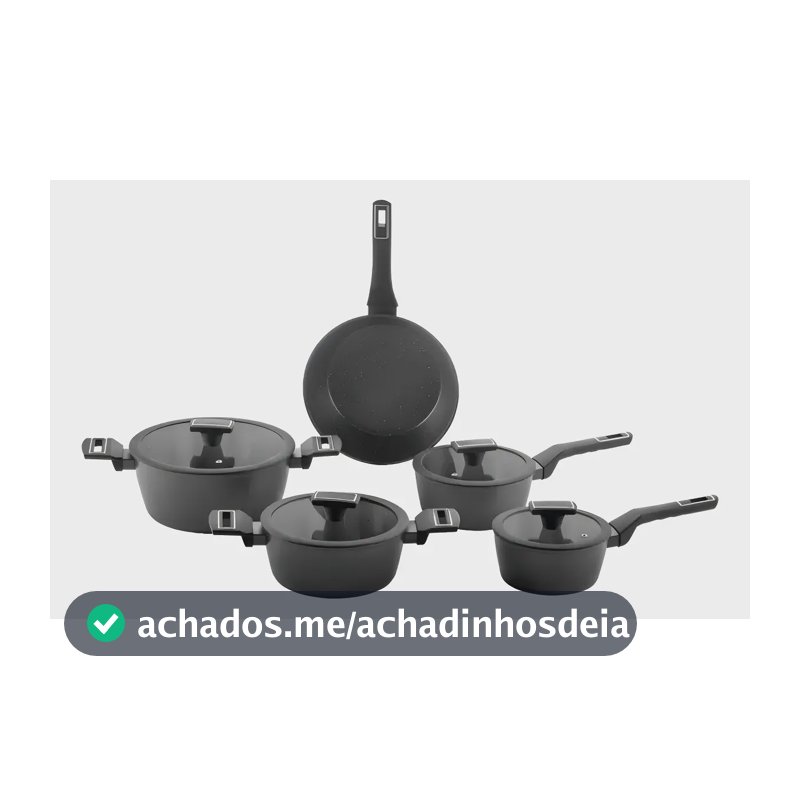 Jogo De Panelas Brinox Cerâmico 5 Pçs Carbon Ceramic Indução Cor Preto