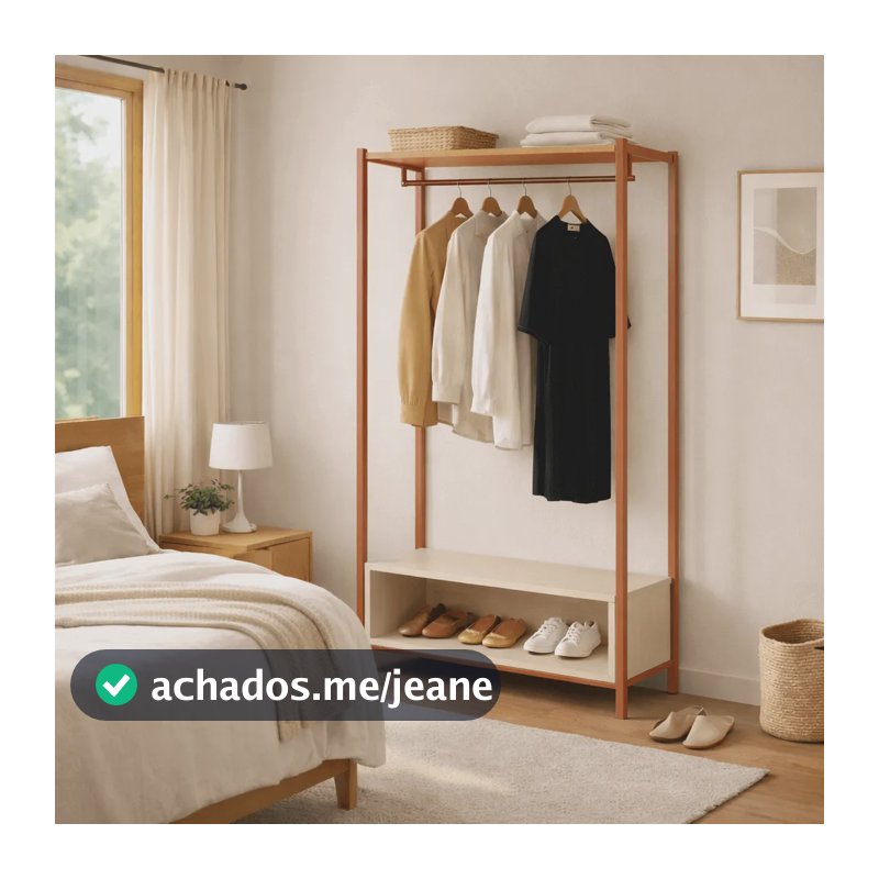 Módulo Closet Cabideiro Compacto Estilo Industrial Florence  Cobre/offwhite