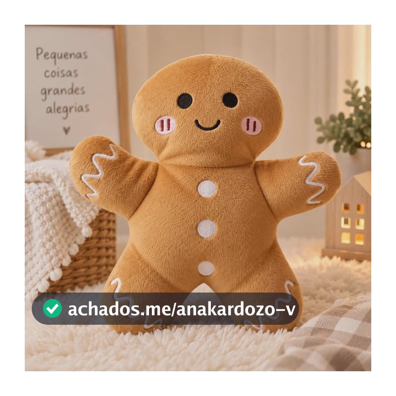 Almofada Pelúcia Natal Papai Noel Biscoito Decorativa Quarto Biscoito