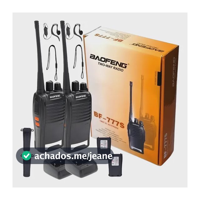 Kit Par 2 Radio Baofeng 777s Walk Talk Comunicador 16 Canais Preto 127/220v