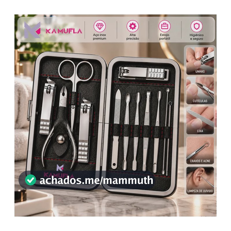 Kit Cortador De Unha Portátil Estojo Alicate Manicure 12 Pç Desencravador De Unha Manicure Alicate Lixa Profissional Tesoura Empurrador De Cutículas Pinça Portátil Dobrável