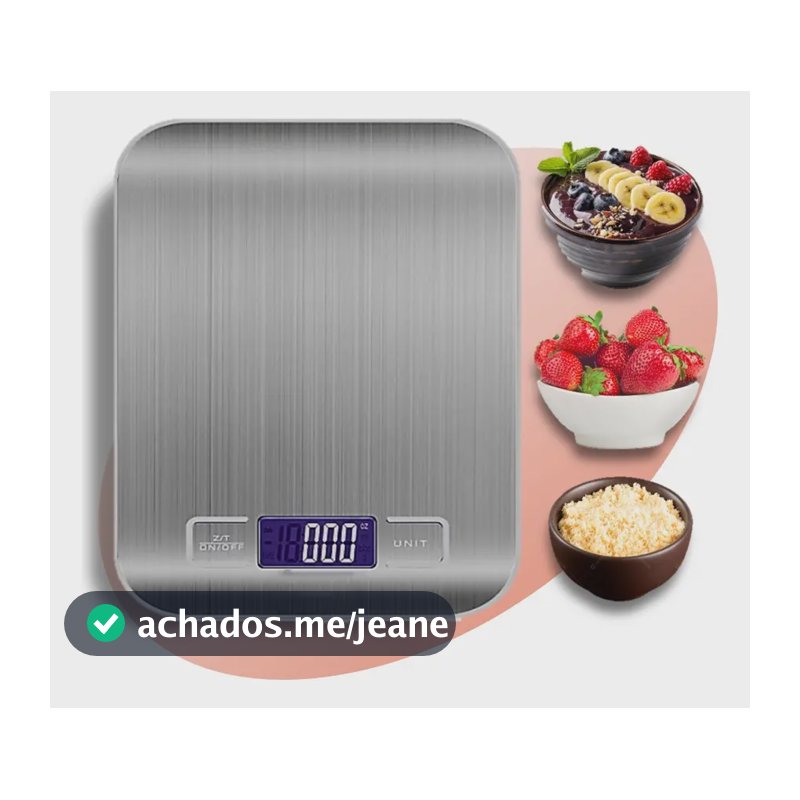 Balança Digital 10kg Aço Inox Para Cozinha E Dieta Pesar Alimentos Portátil De Alta Precisão Prateada A Pilha
