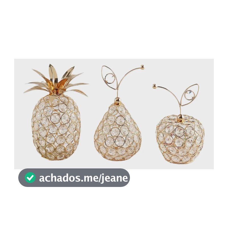 3 Peças Decoração Abacaxi Dourado, Figura Fruta Artificial