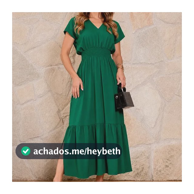 Vestido Longo Feminino Evangélico Gola V Detalhe Em Lastéx