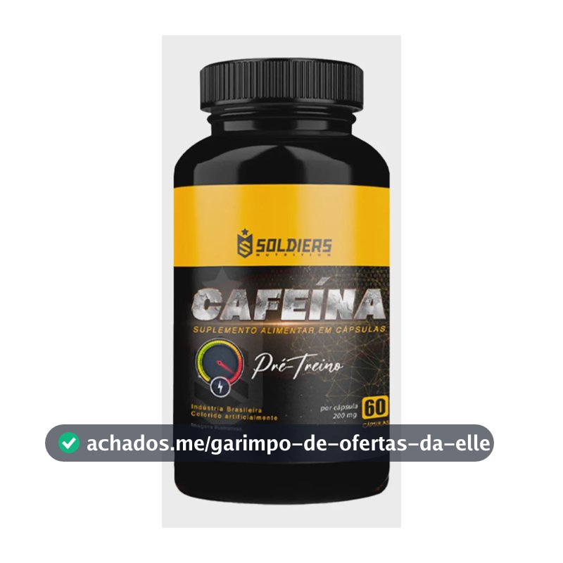 Termogênico Cafeína 60 Caps 200mg 100% Pura Soldiers Nutrition Energia Definição Corporal