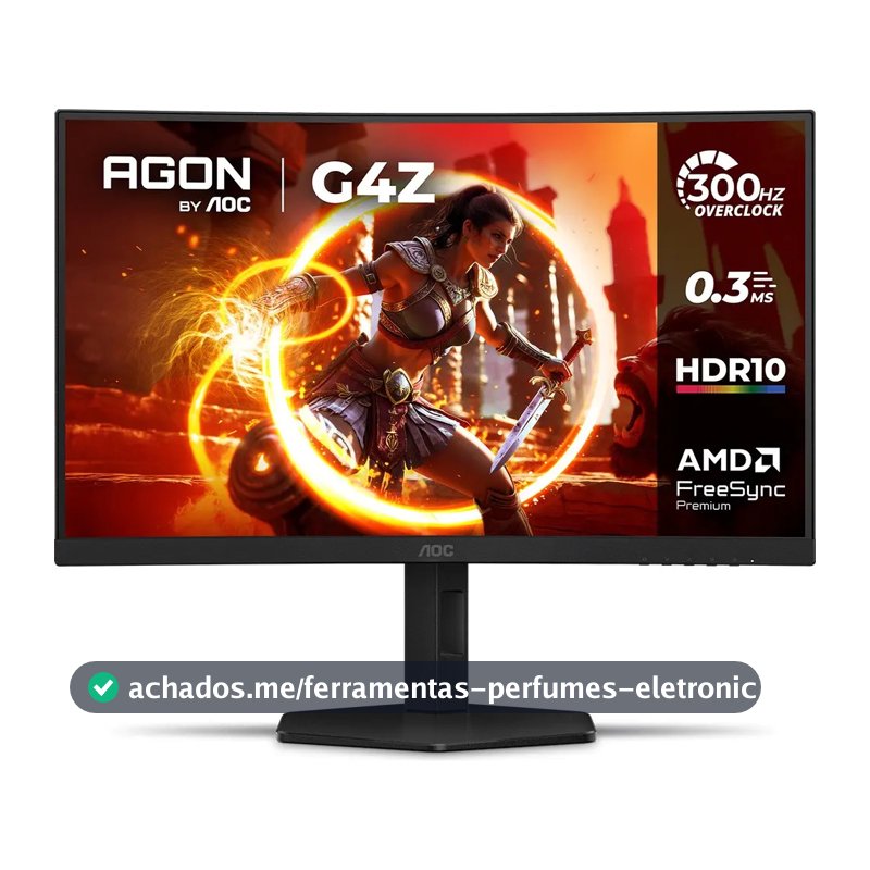 Monitor Gamer Curvo AOC AGON G4Z 27" 300Hz 0,3ms HDR10 Base Ajustável C27G4Z/P Preto