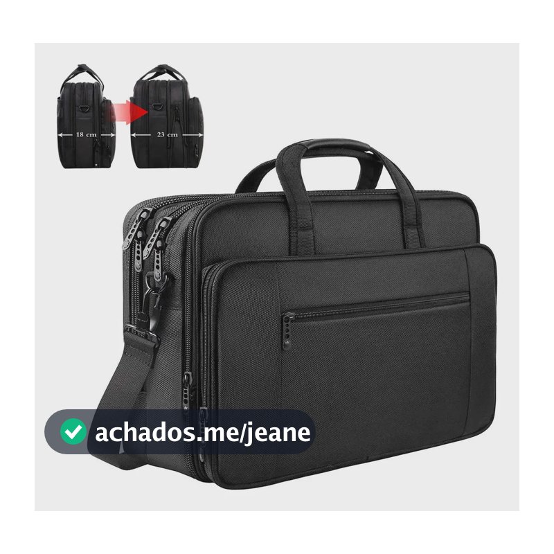 Maleta Para Notebook, Pasta Para Notebook De 17 Polegadas Masculina Executiva Portátil Expansível, Bolsa Notebook Impermeável E Acolchoada Com Alça Transversal, Mancro 1084 Preto
