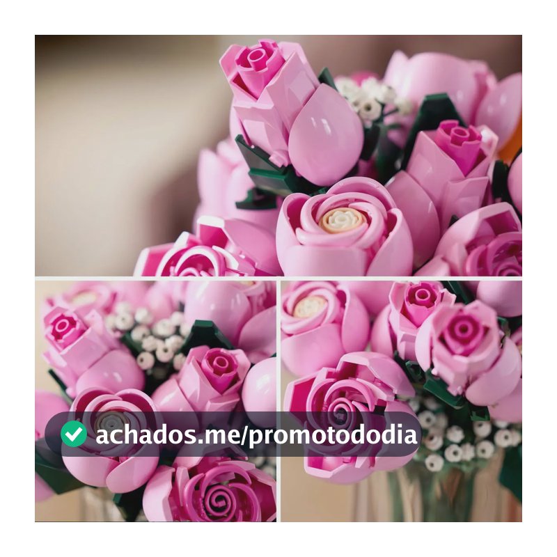 Buquê de flores de rosas rosa LEGO® Botanicals 10374