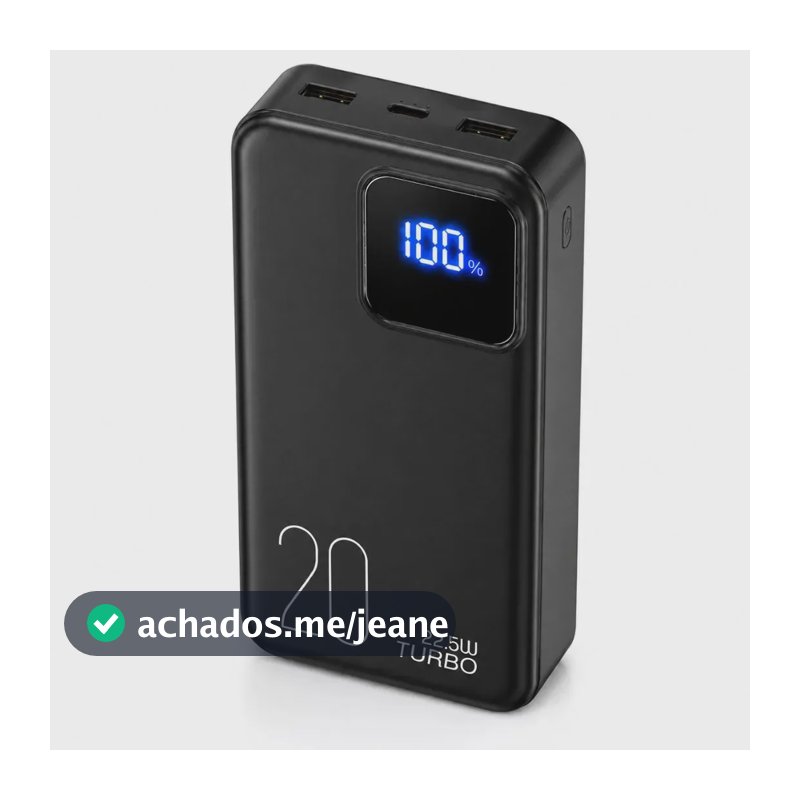 Carregador Portátil Power Bank 20000mah Turbo Beexcellent Preto