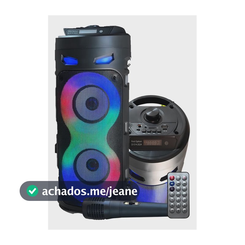 Caixa de Som First Option DS14 PT Portátil Bluetooth com Microfone e Rádio FM