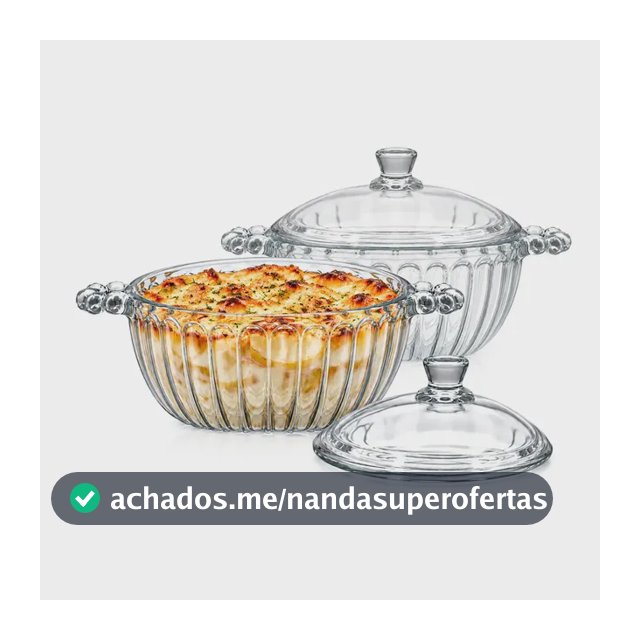 2 Travessas Assadeira Refratário Panela Redonda Tampa Alça Vidro Terrina 1L Forno Servir Mesa Caçarola Marmita