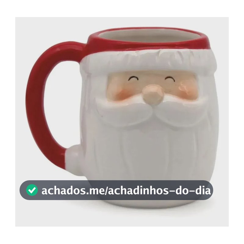 Caneca Natalina Papai Noel Fofo Decorativa 330ml Presente Rosto